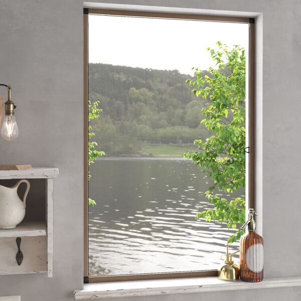 vidaXL Insektenschutz f&uuml;r Fenster Braun 90x120 cm