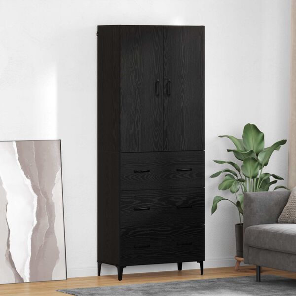 vidaXL Highboard Schwarz Eichen-Optik 69,5 x 34 x 180 cm Holzwerkstoff