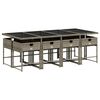 vidaXL 9-tlg. Garten-Essgruppe mit Kissen Grau Poly Rattan