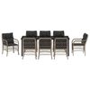 vidaXL Garten Essgruppe mit Kissen 9 pcs Hellgrau Poly-Rattan