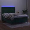 vidaXL Boxspringbett mit Matratze & LED Dunkelgr&uuml;n 140x190 cm Samt