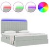 vidaXL Bett mit LED-Lichtleisten Hellgrau 180 x 200 cm Samt