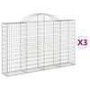 vidaXL Gabionen mit Hochbogen 3 Stk. 200x30x120/140cm Verzinktes Eisen