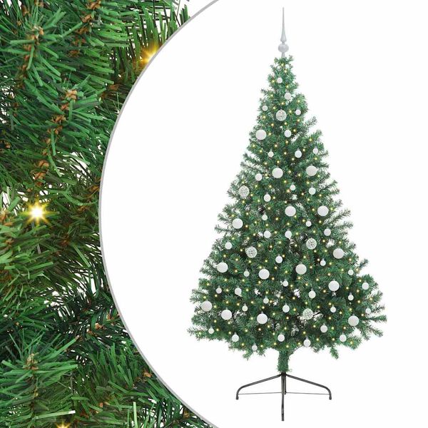 vidaXL K&uuml;nstlicher vorbeleuchteter Weihnachtsbaum Gr&uuml;n 210 cm PVC