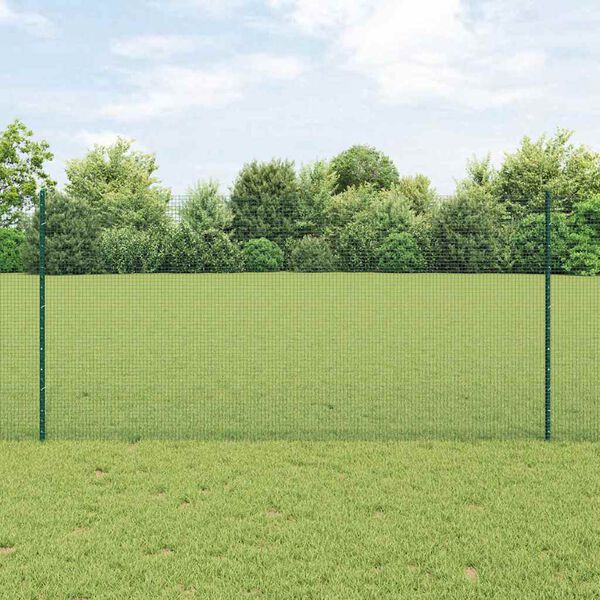 vidaXL Zaun mit Pfosten Grün 1,2 x 10 m Stahl und PVC