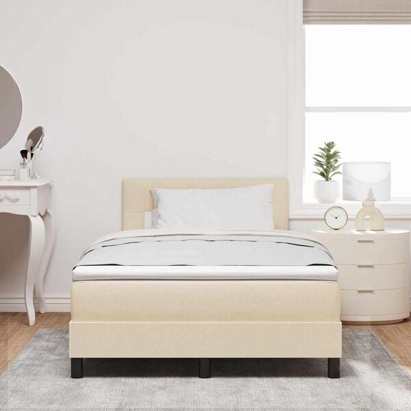 vidaXL Boxspringbett mit Matratze Creme 120 x 190 cm Stoff
