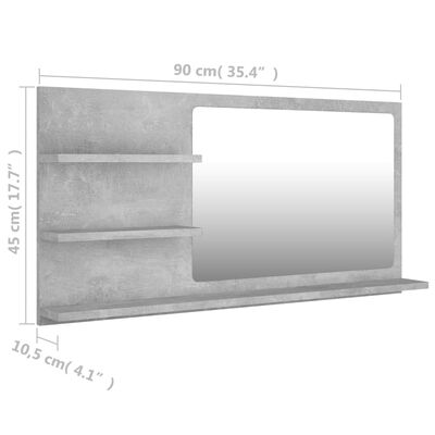 vidaXL Badspiegel Betongrau 90x10,5x45 cm Holzwerkstoff
