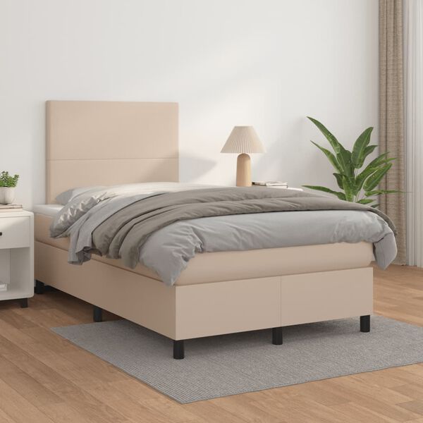 vidaXL Boxspringbett Matratze Cappuccino-Braun 120x190 cm Kunstleder