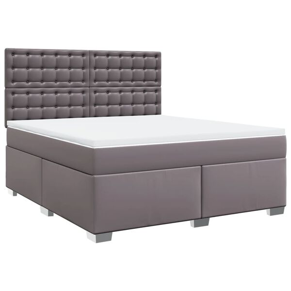 vidaXL Boxspringbett mit Matratze Grau 180x200 cm Kunstleder