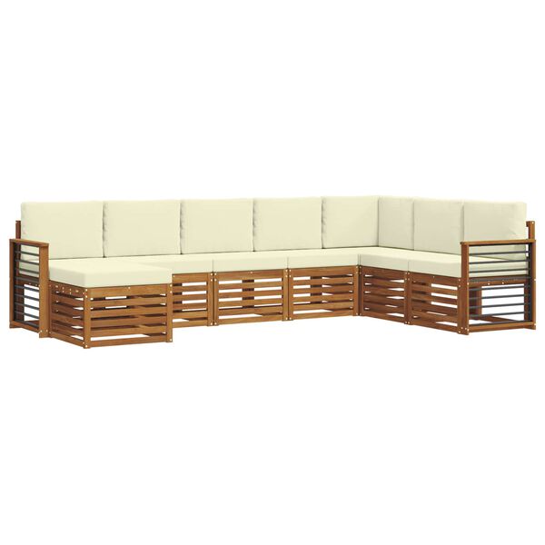 vidaXL Sofagarnituren 8 pcs Natur und Creme Massivholz Akazie