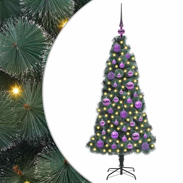 vidaXL Künstlicher vorbeleuchteter Weihnachtsbaum mit Kugelset 120 cm