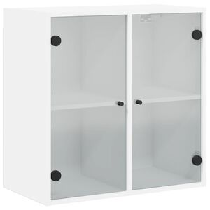 vidaXL Wandschrank mit Glast&uuml;ren Wei&szlig; 68x37x68,5 cm