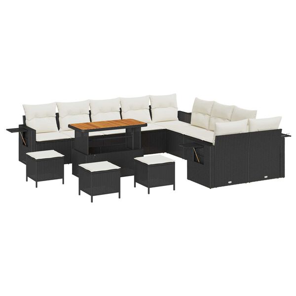 vidaXL Gartensofa-set mit Kissen 14 pcs Schwarz Poly-Rattan