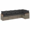 vidaXL 6-tlg. Garten-Sofagarnitur mit Kissen Grau Poly Rattan