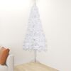 vidaXL K&uuml;nstlicher Eck-Weihnachtsbaum Wei&szlig; 150 cm PVC