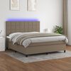 vidaXL Boxspringbett mit Matratze & LED Taupe 160x200 cm Stoff