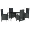 vidaXL Garten Essgruppe 5 stk. Schwarz Poly-Rattan