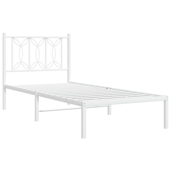 vidaXL Metallbett ohne Matratze mit Kopfteil Wei&szlig; 75x190 cm