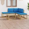 vidaXL 6-tlg. Garten-Lounge-Set mit Hellblauen Kissen