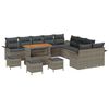 vidaXL Gartensofa-set mit Kissen 14 pcs Grau Poly-Rattan