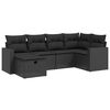vidaXL 6-tlg. Garten-Sofagarnitur mit Kissen Schwarz Poly Rattan