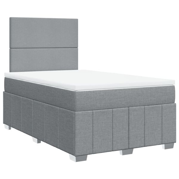 vidaXL Boxspringbett mit Matratze Hellgrau 120x190 cm Stoff