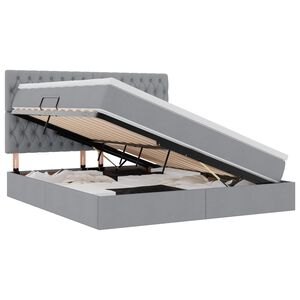 vidaXL Bett mit Stauraum und LED Hellgrau 180 x 200 cm Polyester