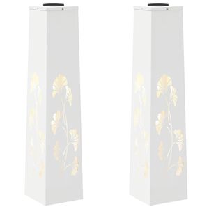 vidaXL Solar LED Weg Licht 2 stk. Warmes Wei&szlig; 18 x 18 x 80 cm