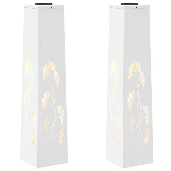 vidaXL Solar LED Weg Licht 2 pcs Wei&szlig; Kalt gewalzter Stahl