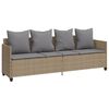 vidaXL Sonnenliege mit Kissen Beige Poly Rattan