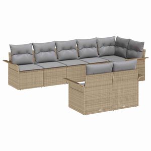vidaXL Gartensofa-set mit Kissen 8 pcs Beige Poly-Rattan