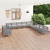 vidaXL 11-tlg. Garten-Lounge-Set Massivholz Kiefer Grau
