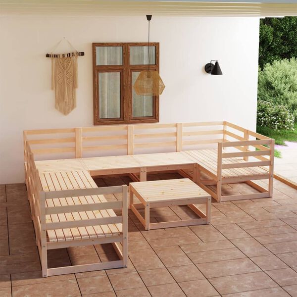 vidaXL 9-tlg. Garten-Lounge-Set Massivholz Kiefer