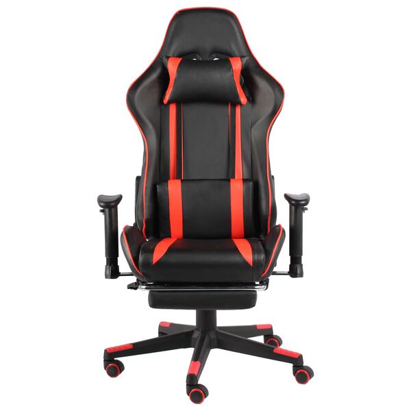 vidaXL Gaming-Stuhl mit Fu&szlig;st&uuml;tze Drehbar Rot PVC