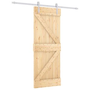vidaXL Schiebet&uuml;r Nat&uuml;rlich und Wei&szlig; 80 x 210 cm Massives Kiefernholz