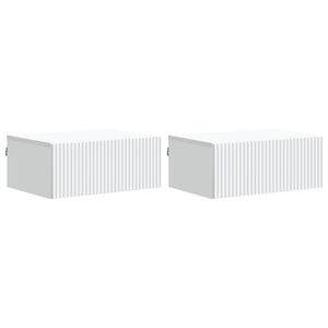 vidaXL Wandmontierter Nachttisch 2 pcs Wei&szlig; 49 x 34,5 x 20 cm