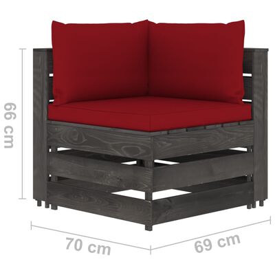 vidaXL 3-Sitzer-Gartensofa mit Kissen Grau Imprägniertes Holz