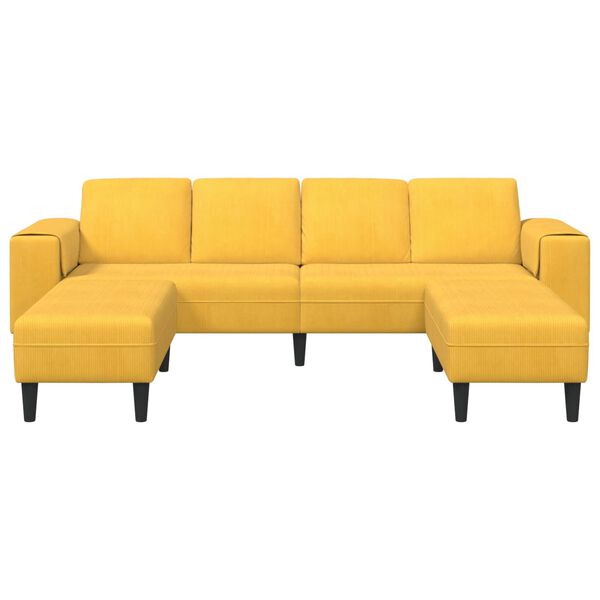 vidaXL Sofa mit Kissen Helles Gelb 250 x 188 x 76 cm Cordstoff