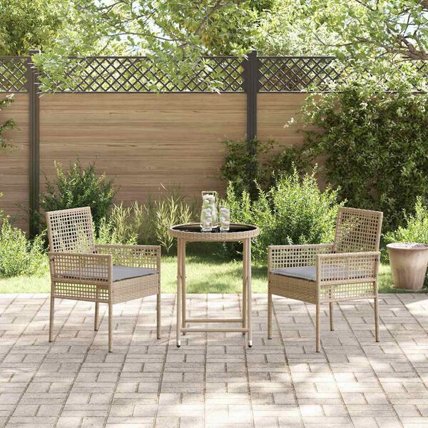 vidaXL Garten Bistro Set 3 pcs Beige Poly Rattan
