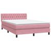 vidaXL Boxspringbett mit Matratze & LED Rosa 140x210 cm Samt