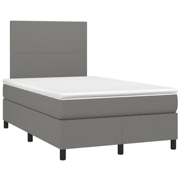 vidaXL Boxspringbett mit Matratze & LED Dunkelgrau 120x200 cm Stoff