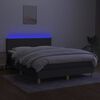 vidaXL Boxspringbett mit Matratze & LED Dunkelgrau 140x190 cm Stoff
