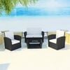 vidaXL 4-tlg. Garten-Lounge-Set mit Kissen Poly Rattan Schwarz