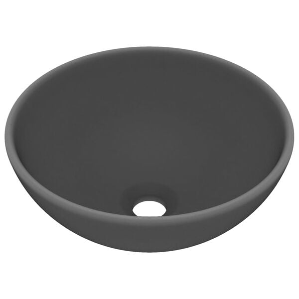 vidaXL Luxus-Waschbecken Rund Matt Dunkelgrau 32,5x14 cm Keramik
