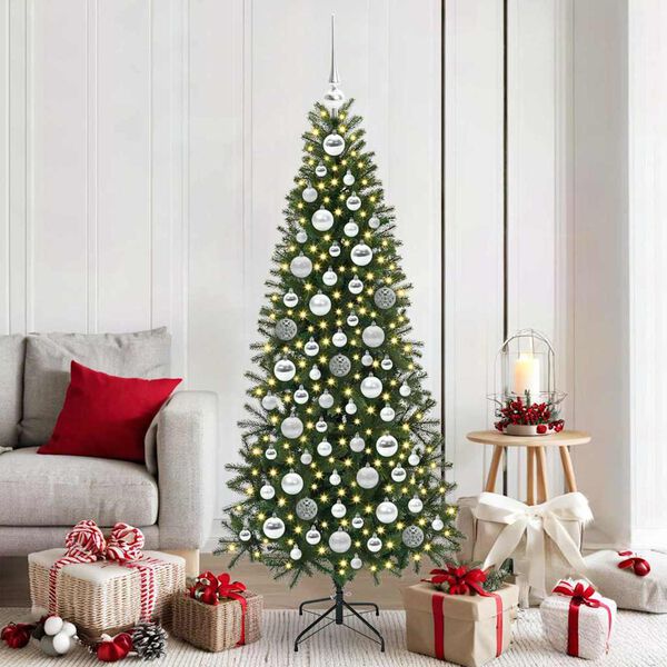 vidaXL Weihnachtskugel-Set mit 300 LEDs 120 pcs Silber Kunststoff