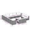 vidaXL 14-tlg. Garten-Lounge-Set mit Kissen Grau Poly Rattan
