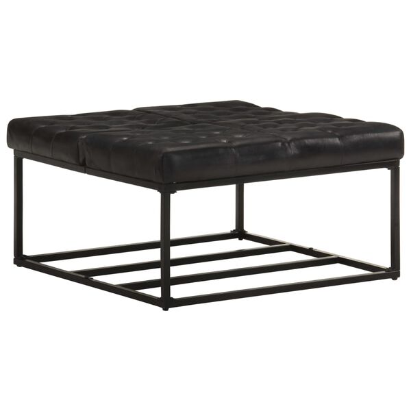 vidaXL Pouf Schwarz 80x80x43 cm Echtleder