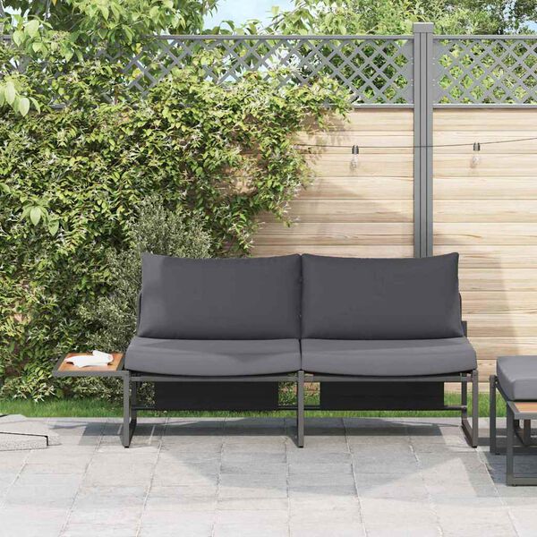 vidaXL Gartensofa mit Kissen Braun 200.5 x 70 x 85.5 cm Metall