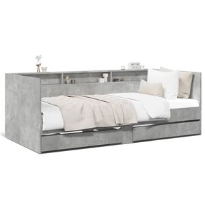 vidaXL Tagesbett mit Schubladen ohne Matratze Betongrau 100x200 cm
