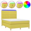 vidaXL Boxspringbett mit Matratze & LED Gr&uuml;n 140x190 cm Stoff
